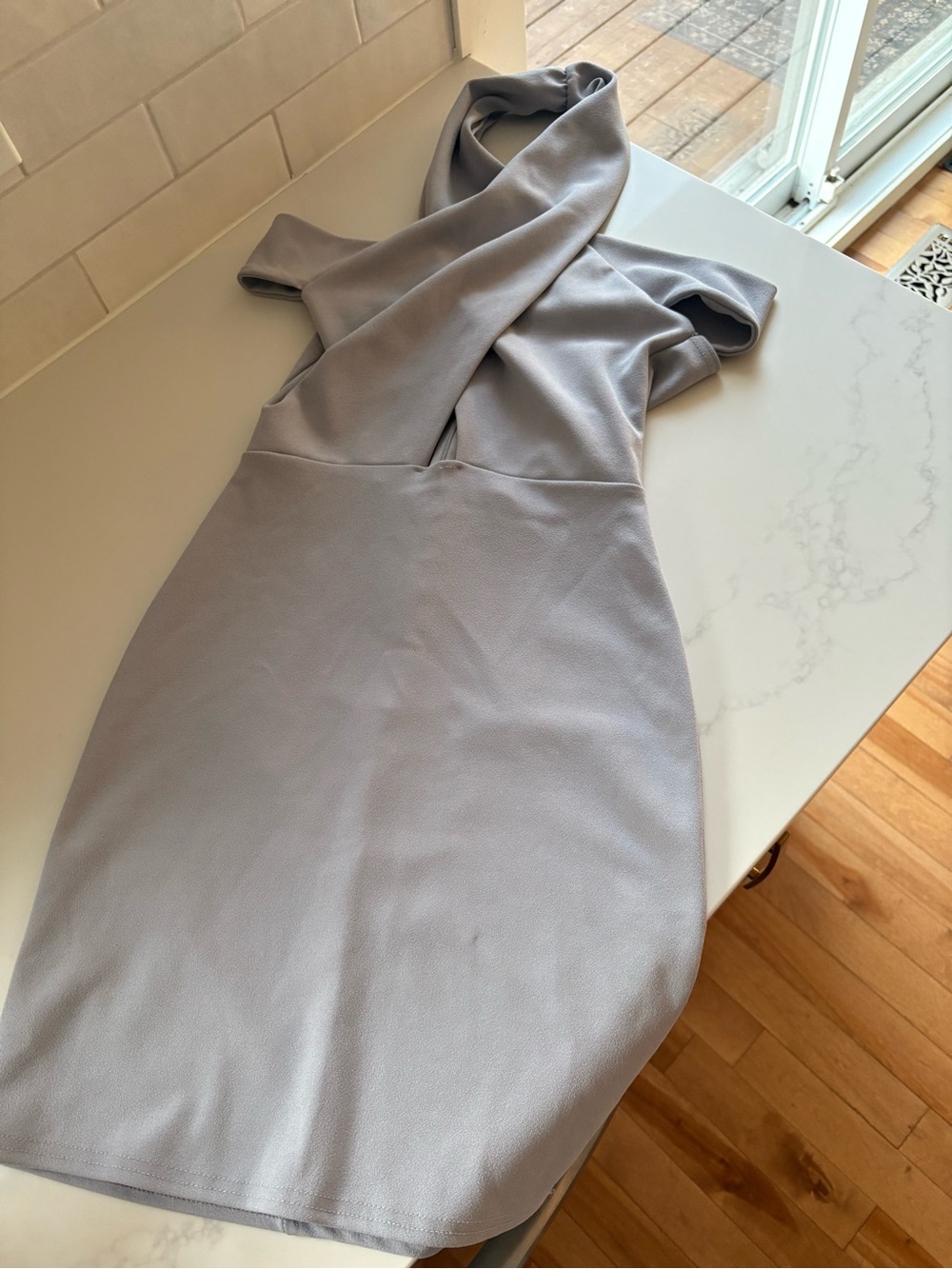 Missguided Elegant Grey Wrapped-Front Women’s Dress